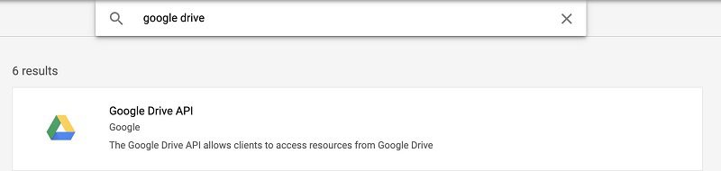 Search for and choose Google Drive API.