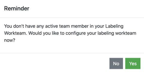 Choose Yes to configure your labeling team members.