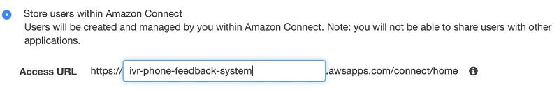 This name appears in the login as Amazon Connect and is not managed from within the AWS Management Console.