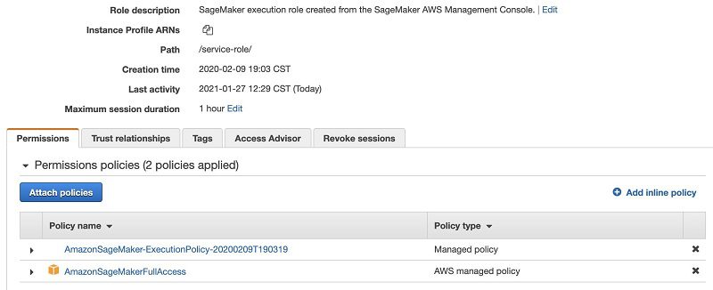 You can use the AWS-managed policies AmazonSageMakerFullAccess to grant general access to SageMaker services.