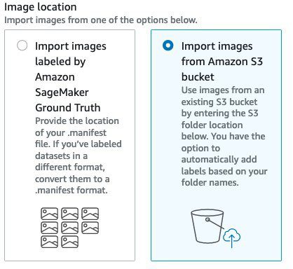 For Image location, select Import images from Amazon S3 bucket.