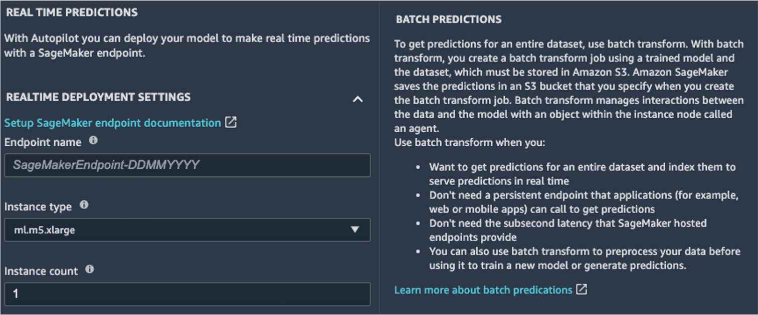 Option to launch prediction from AutoML