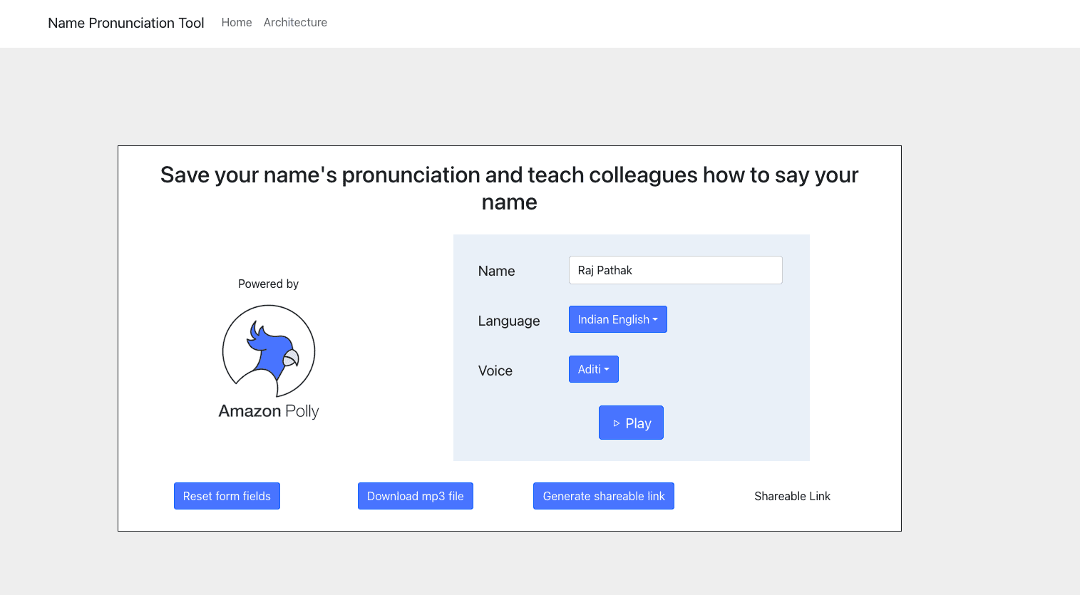 Name pronunciation tool interface