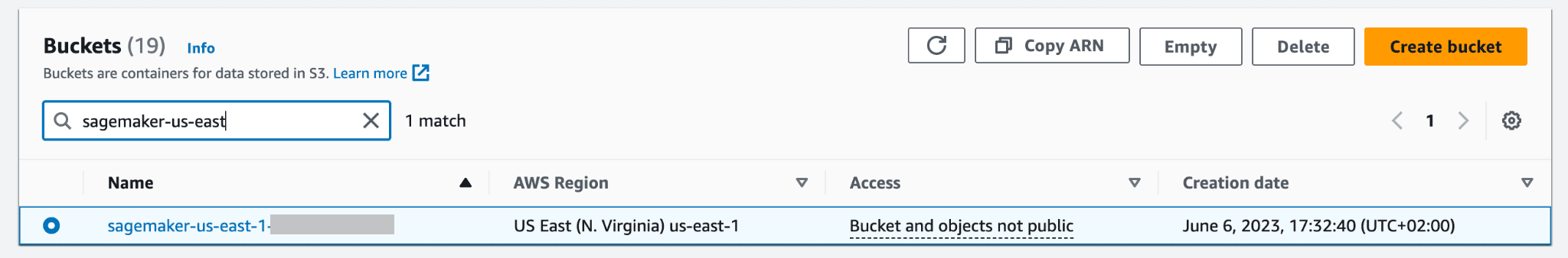 Amazon S3 console showing how to empty or remove a bucket entirely