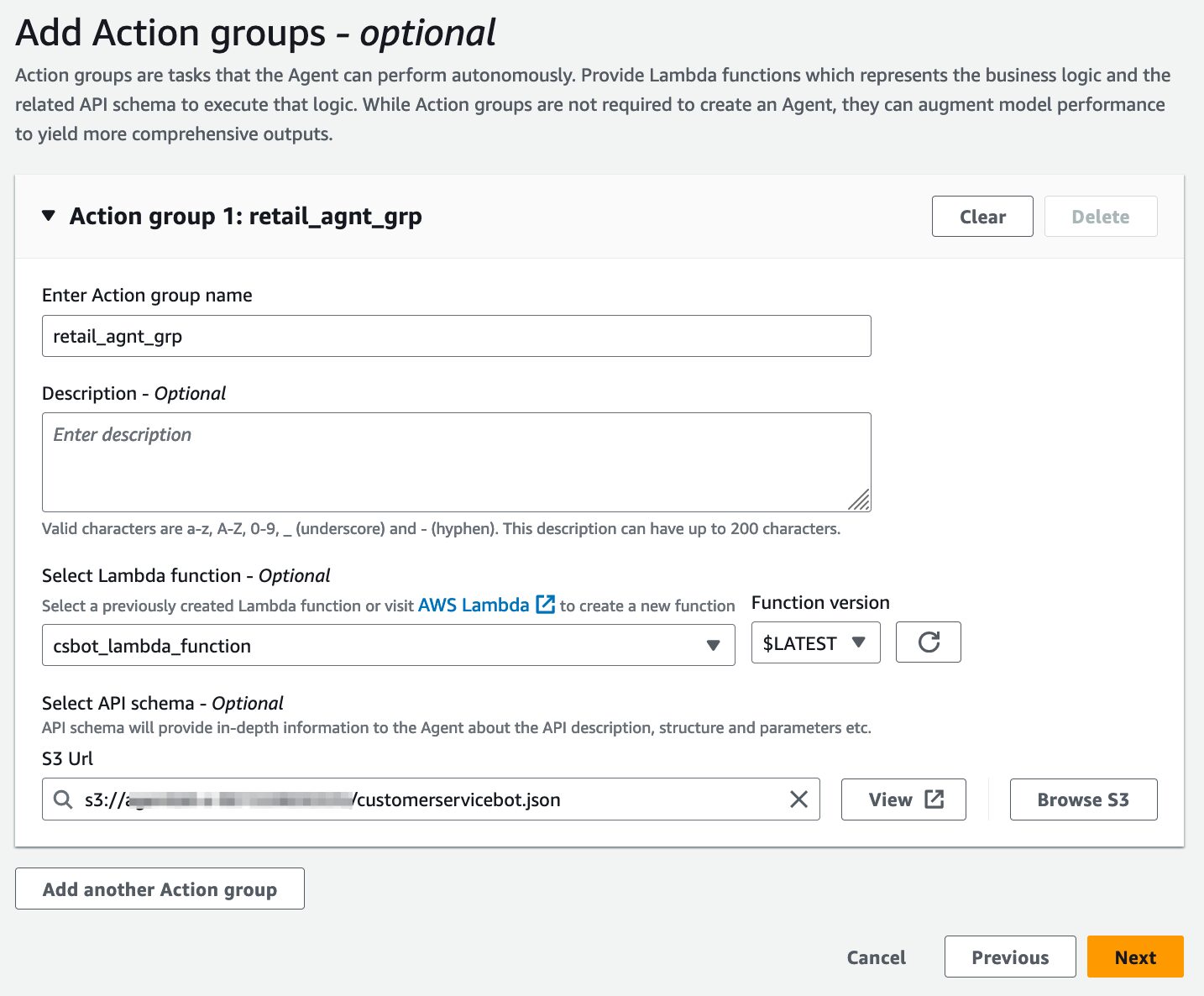 Agent action groups