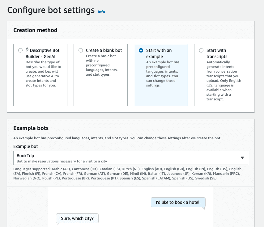 Create Lex Sample Bot