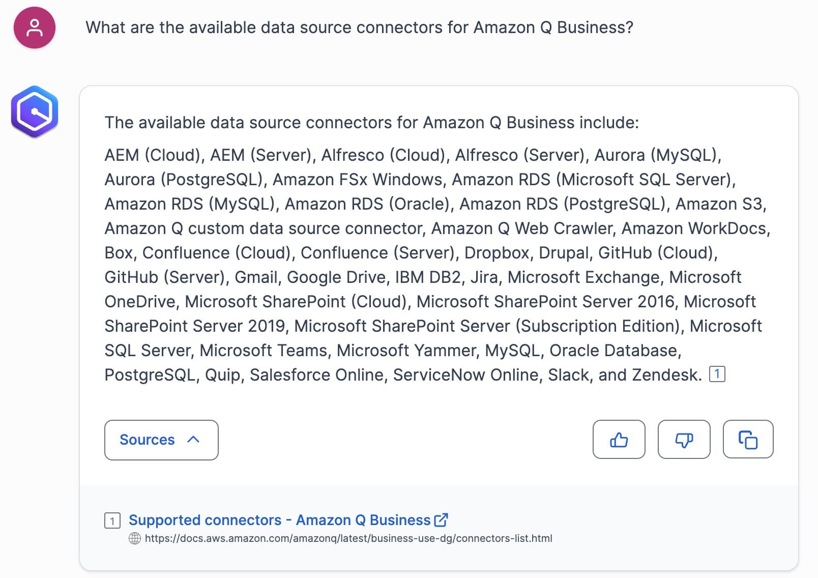 Amazon Q Business conversation